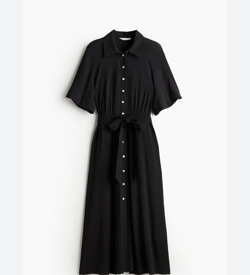 H&M Button-Down Black Shirt Dress Casual/Quiet Luxury Style Size XS/S